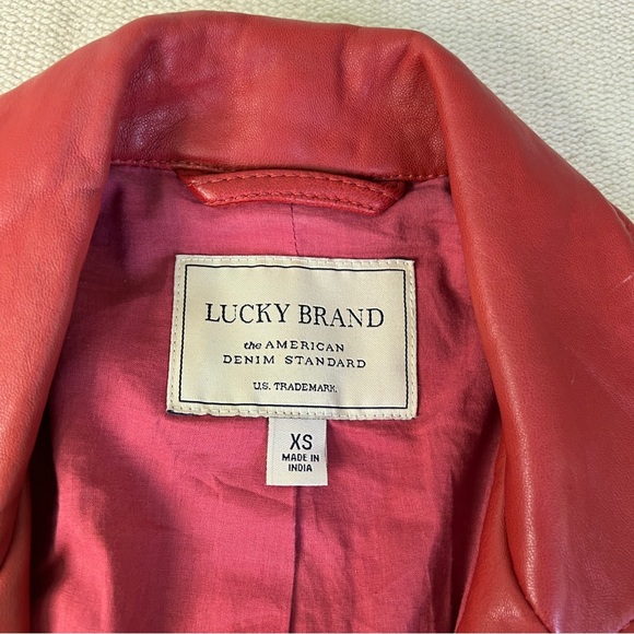 Lucky Brand 100% Lamb Leather Red Moto Jacket - Picture 9 of 16
